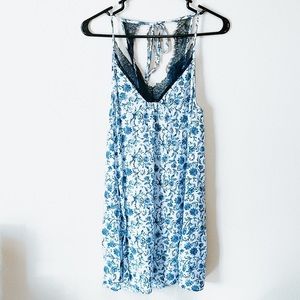 Kendall & Kylie White and Blue Floral Lacey Slip Dress